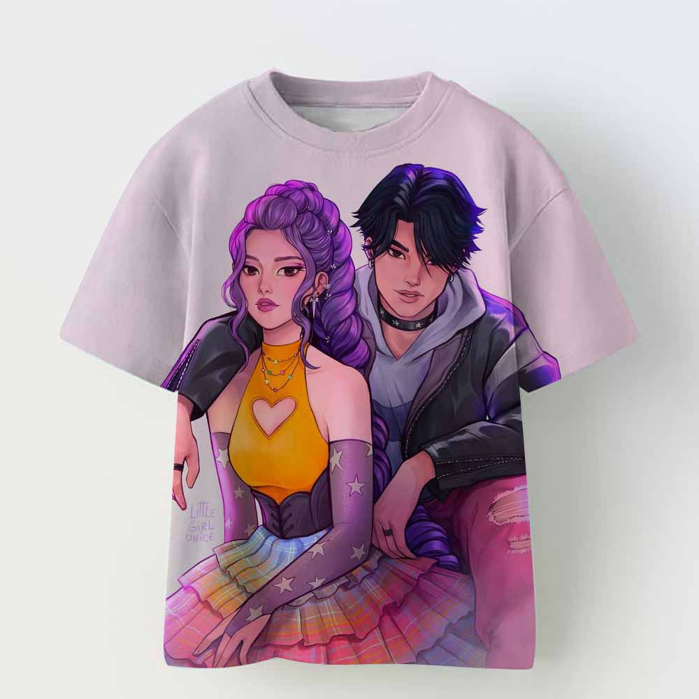 Haijian02 Children's Clothing KPop Demon Hunters Fans Gifts Kids Clothes Fashion Casual Tops 2025 Hot Movie Soft Baby Girls T Shirt 120