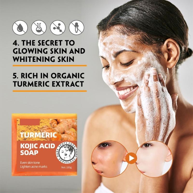 Kojic Acids Brightening Soap Black Spots Remover Cleanser Minimize Freckles Shrink Pores Face Body Soap Skin Care