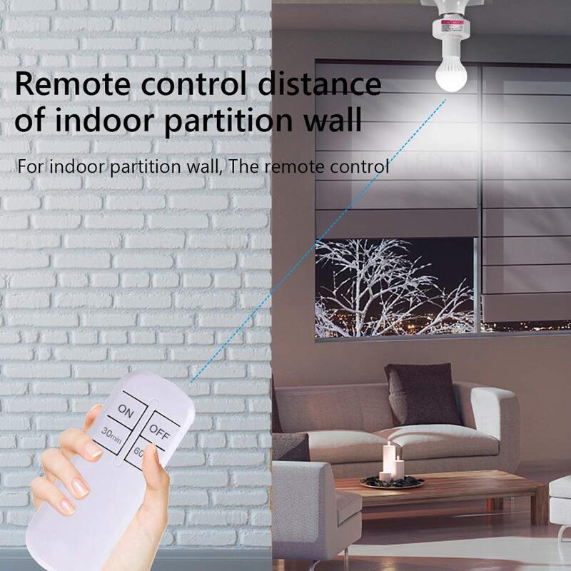 Smart Remote Control Light Switch E27 LED Lamp Wireless Timer Holder Bulb Base Socket On/Off 30M Range For Ceiling Chandelier