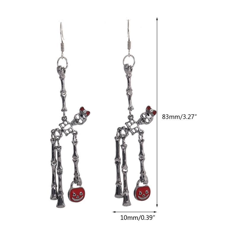 Gothic Festive Dancing Skeletons Dangle Earring Halloween Horror Skull Personality Hip for Pop Earring for Women Girl Gi
