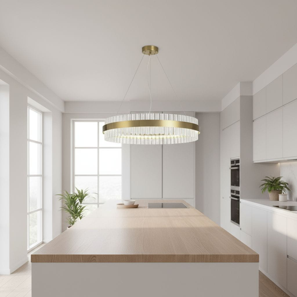 Luxemburg Crystal Prisms - Chandelier 60cm, LED 40W, Brass Gold Ring 3 Colors