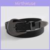 Classic European Leather Belt With Large Gunmetal Buckle For Women Fashion Accessory