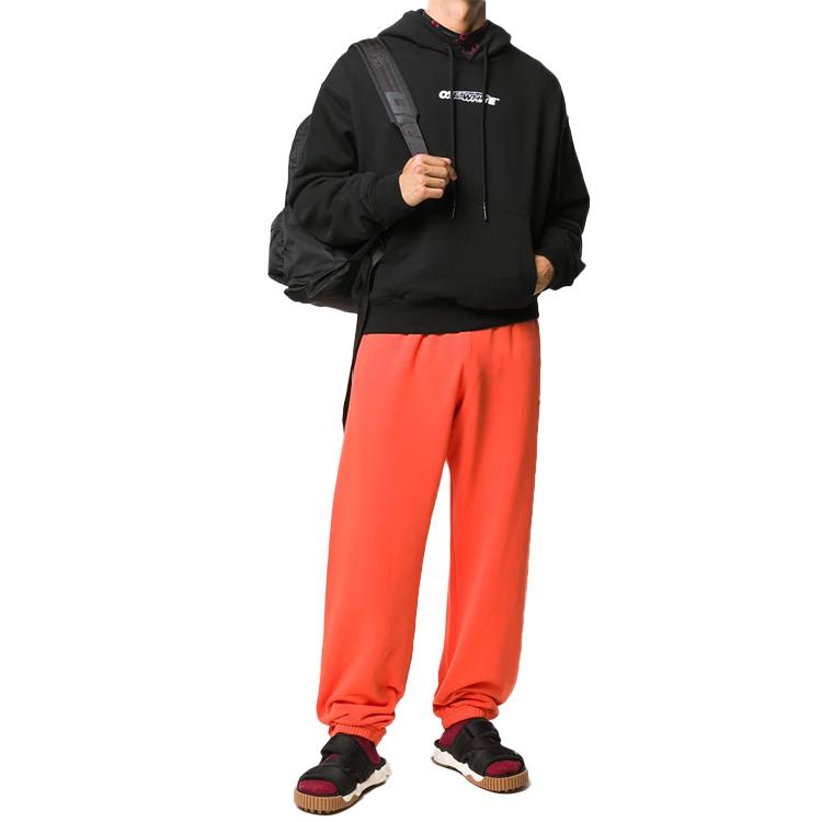 Off-White Gesture Print Hooded Long Sleeve Sweatshirt Men Tops Black OMBB037E20FLE0011001