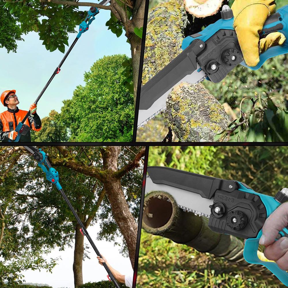 ONEVAN Brushless 4500W Telescoping Pole Electric Chainsaw 8inch 2in1 High Branch Saw Garden Power Tool For 21V 18V Battery