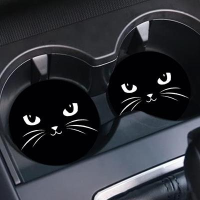 2PCS Silicone Car Cup Coaster Waterproof Non-Slip Sift-Proof Spill Saucer with Lift Notch Storage Mat Car Interior Accessories