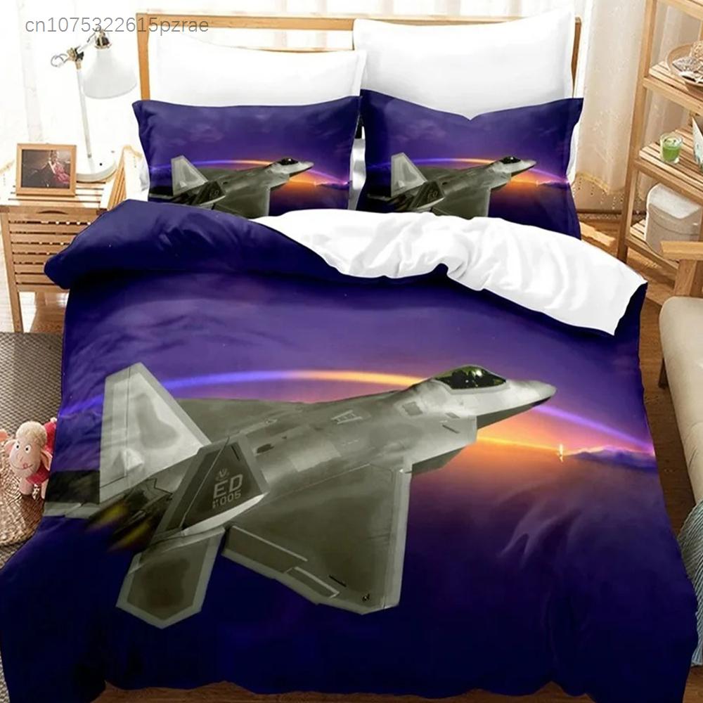 Fighter Fire King Queen Full Duvet Cover Cool Airplane Bedding Set Military Fans Quilt Cover Red Black Polyester Comforter Cover