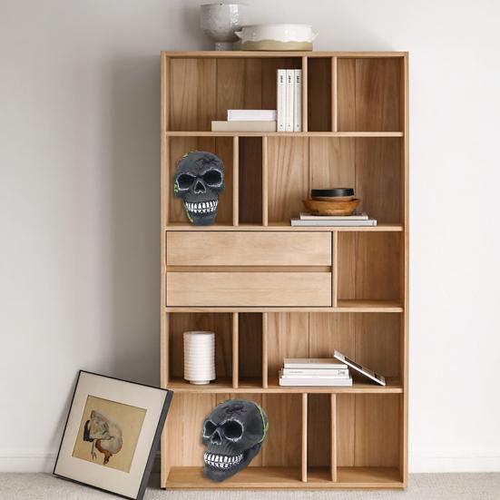 Day of The Dead Skull Statue Tabletop Floral Skull Figurine Halloween Human Skull Model for Home Decoration