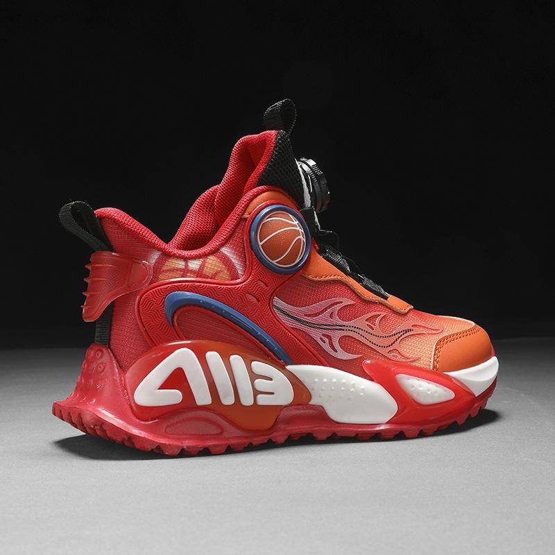 Scarpe da Basket Rosse per Ragazzi Edizione Limitata Anno del Serpente 2025 - Nuovo Stile Autunnale in Rete Traspirante