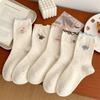 Female Spring and Autumn Embroidery Lovely Cartoon Animal Idea Yarn Aguel Edge In The Tube Pile Pile Socks