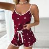 European & American Women's Summer Camisole Loungewear Set - Soft, Draped, Cute Printed Pajamas