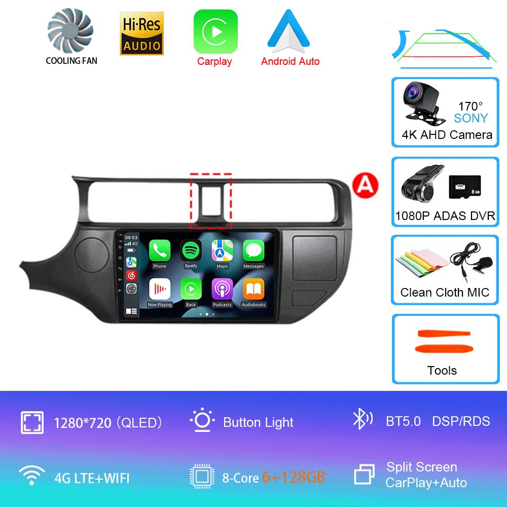 For Kia RIO 4 K3 2011-2017 2K QLED Android 14 Car Radio Multimedia Player 2 Din GPS Navigation stereo DVD Head Unit