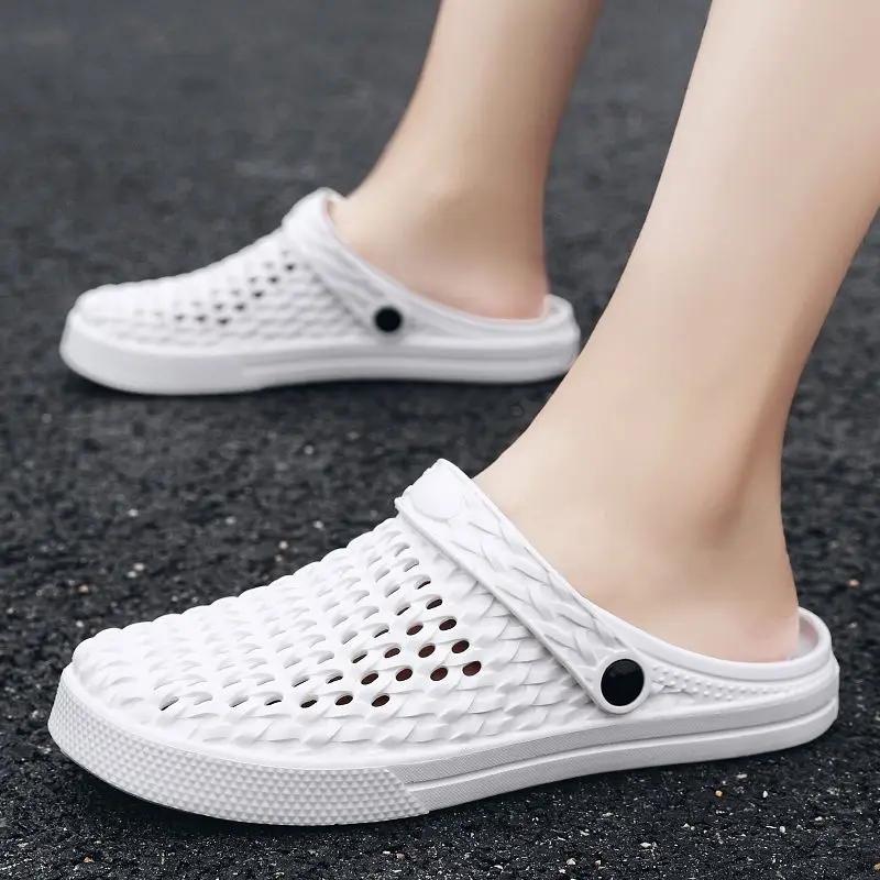 Fashion Flat Men's Shoe Eva Hole Slides 2025 Fashion Cheap Shoes Liquidation Fun Low Price Comfortable Summer Sale Y2k Male Slipper