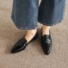 Krazing Pot Sheepskin Round Toe Low Heels Summer Shoes Big Size 42 Retro Fashion Slip On Stones Prints Women Deep Mouth Pumps