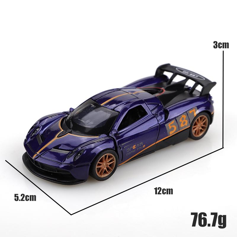 Bagged 1.36 alloy  pullback racing car toy, cool three-door alloy pullback car, stylish contrasting colors, children's toy
