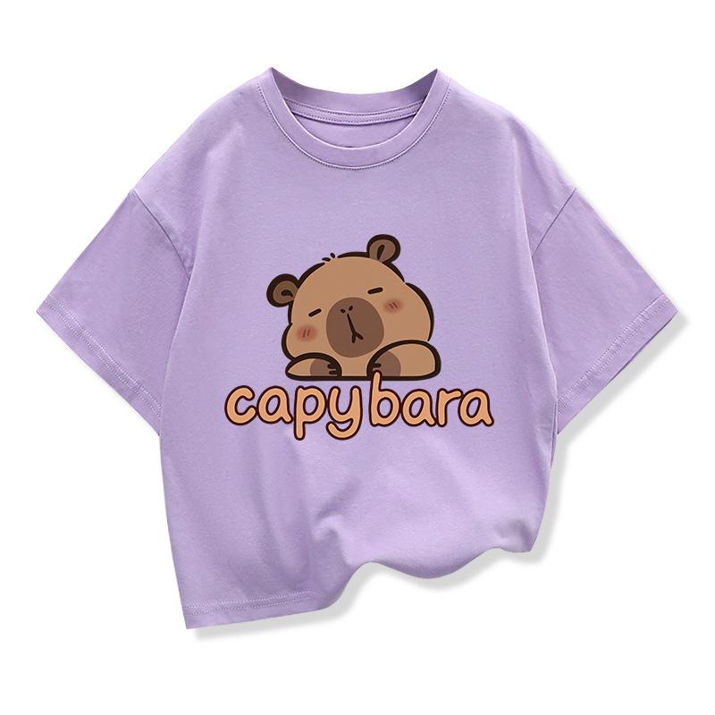 

Детская футболка с принтом капибары для мальчика, аниме, милая капибара, с коротким рукавом, топы, футболка, одежда для девочки 140