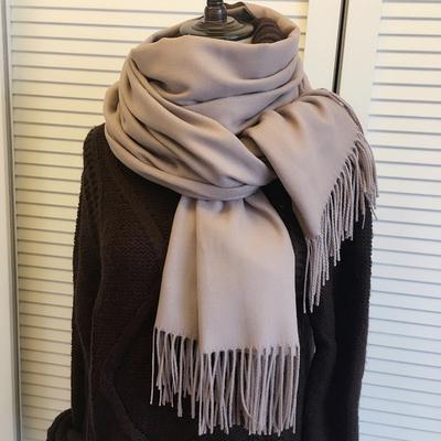 Ladies Scarf Solid Color Cashmere Texture Warm Scarf Ladies Winter Tassel Shawl
