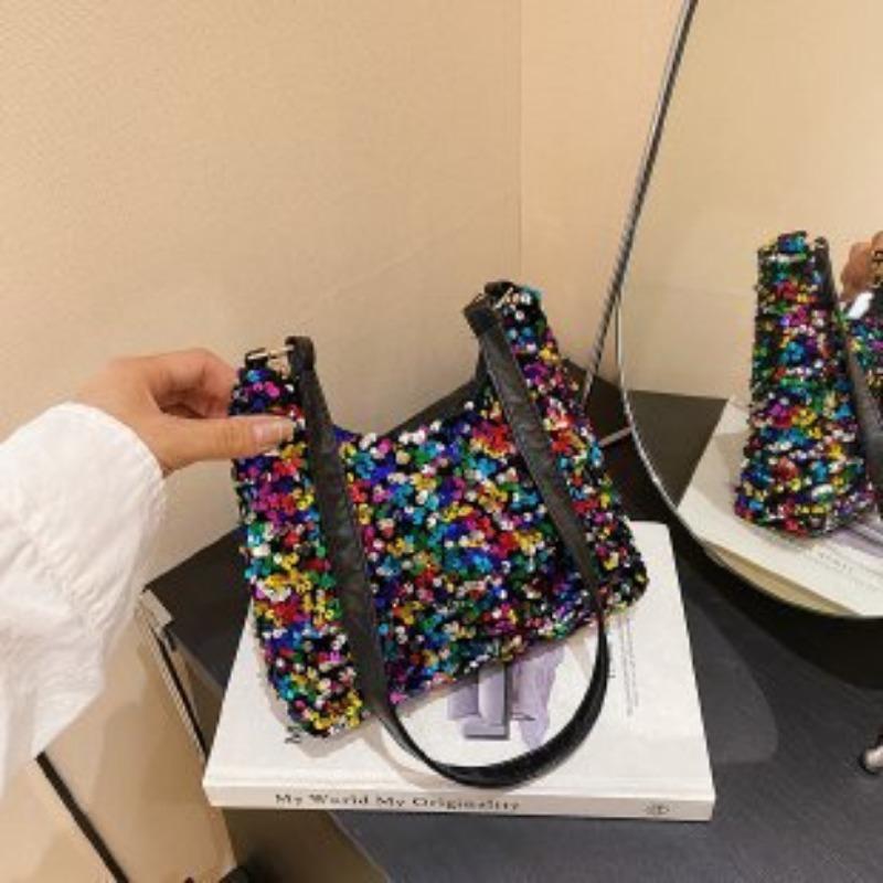 

Универсальные женские сумки, новые модные осенние сумки через плечо, контрастные цветные пайетки, небольшие квадратные сумки, сумки-мессенджеры для покупок. 20*6*16cm