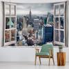 Urban Imitation Window Scenery Tapestry Wall Hanging Art Architecture Minimalist Hippie Tapiz Minimalist Living Room Home Decor