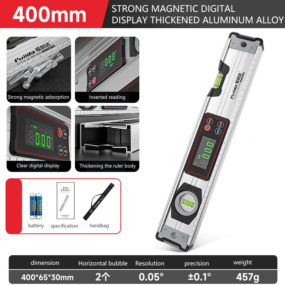 Digital Protractor Angle Finder 0-90° with Magnetic Base LED Display V-Groove 20/35/50MM Electronic Level Ruler No Battery