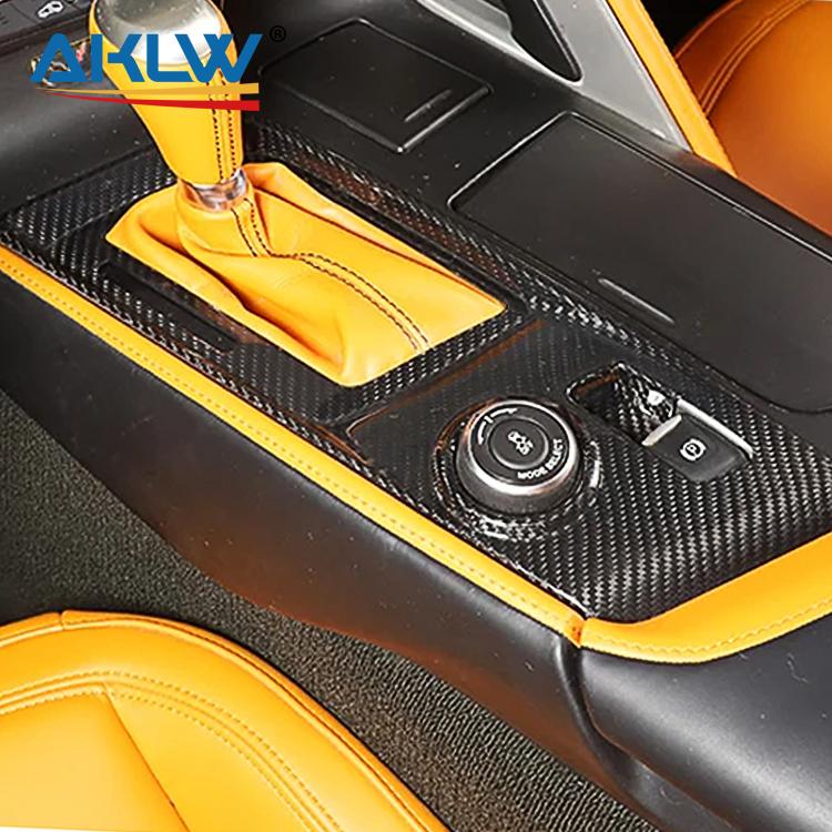 Center Console Gear Shift Button Panel Decoration Cover for Corvette C7 Stingray ZR1 Z06 2014 Real Carbon Fiber Interior