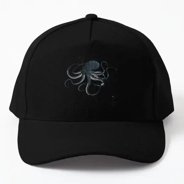 Осьминог Японская Каллиграфия Бейсболка Кепка Snapback Спортивная Однотонная Мужская Хип-Хоп Кепка Летняя С Принтом Женская Черная Black
