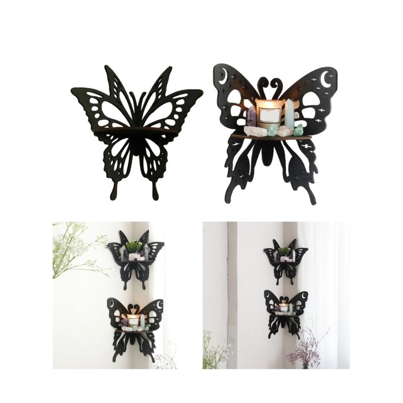 Butterfly Shaped Decorative Stand Fashionable Wall Shelf with Large Capacity Wood Jewelry and Perfumes Storage Rack