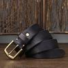 Belt Men's Thick Retro Vegetable Tanned Cow Leather Brass Buckle Belt Men's Casual Rough Fashion