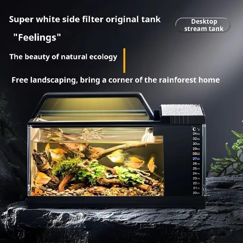 Heating Pad Integrated Fish Tank Built-In Light Desktop Fish Tank Office Decor