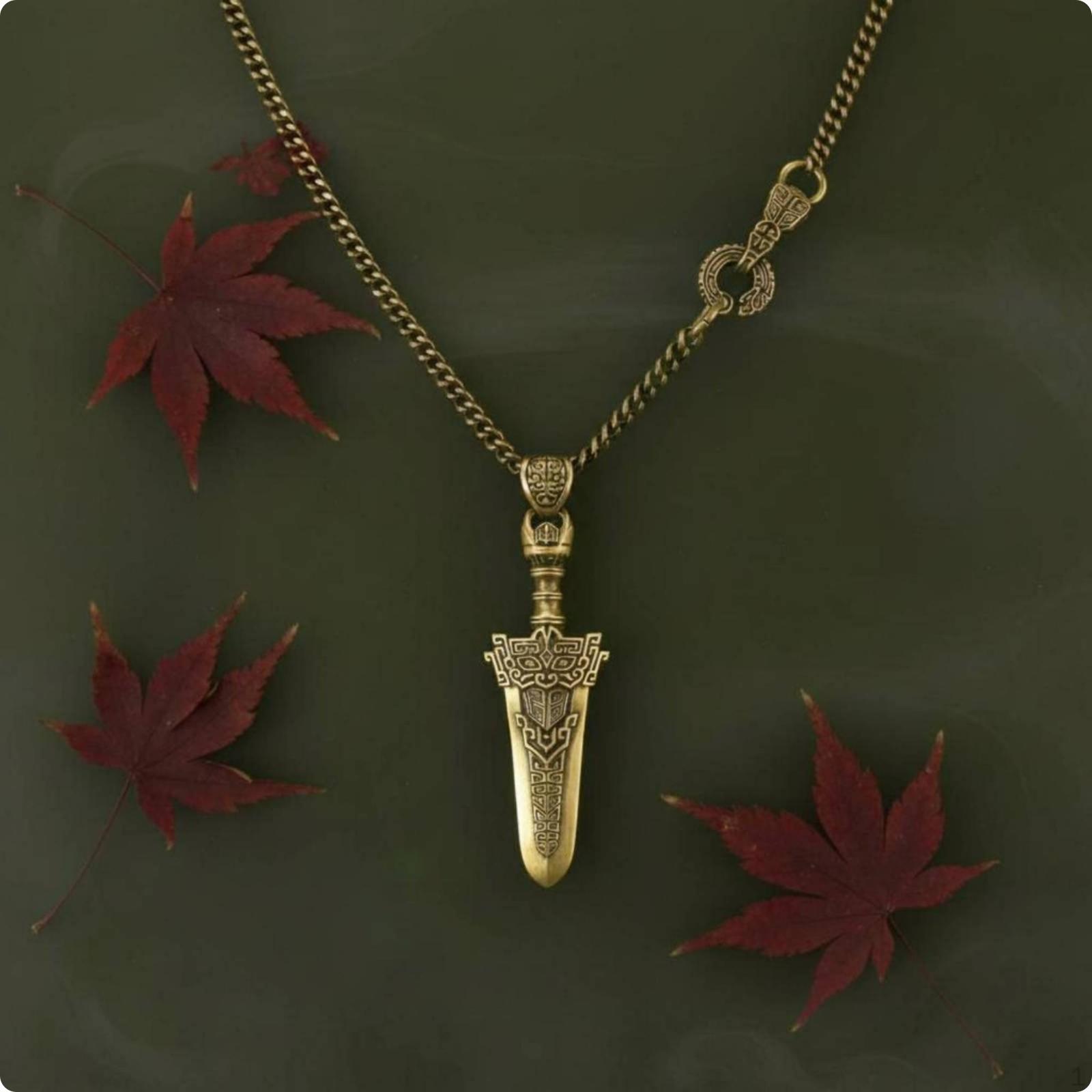Pendant Geometric Engraving Engraved Pattern Accessory Brass Swordchain