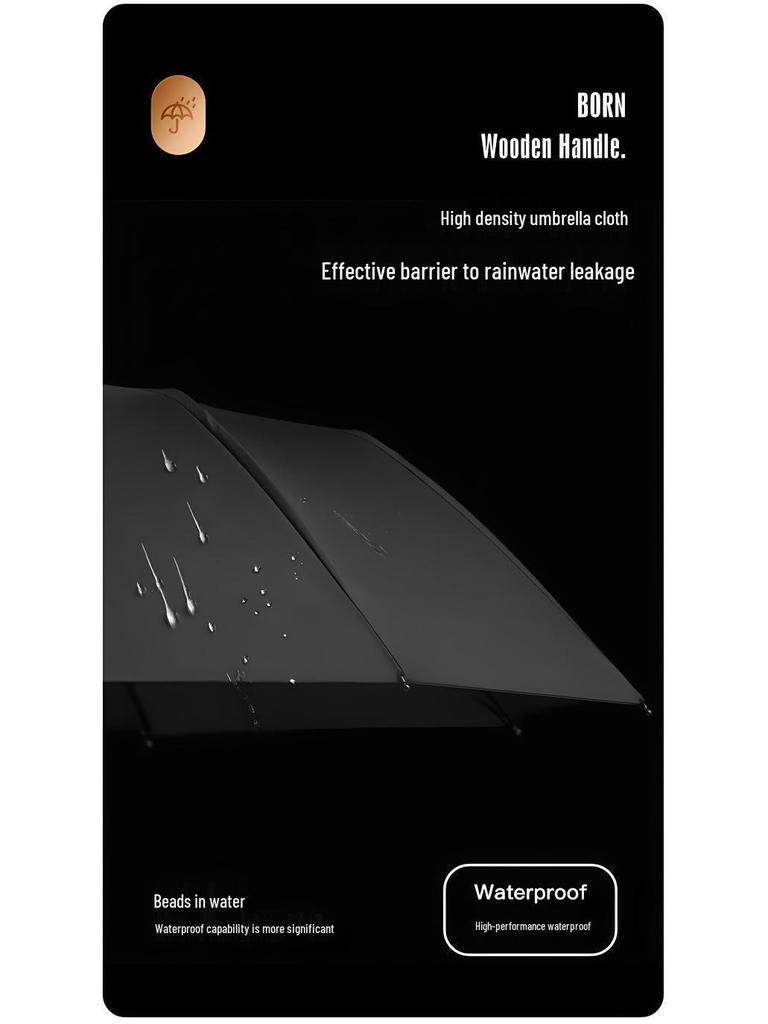 96-rib Automatic Windproof Umbrella with Wooden Handle, UV Protection, Sun & Rain Shield, for Men & Women - Enlarged, Thickened, Reinforced.