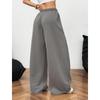Women's  Fashionable Loose Solid Color Elastic Waist Pocket Straight Leg Casual Pants