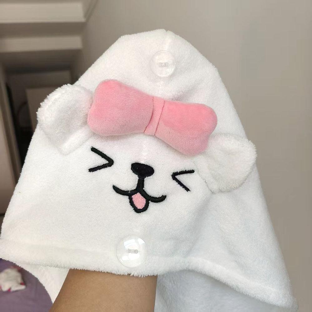 Bobbi Dog Coral Fleece Quick-Dry Hair Wrap Towel for Girls