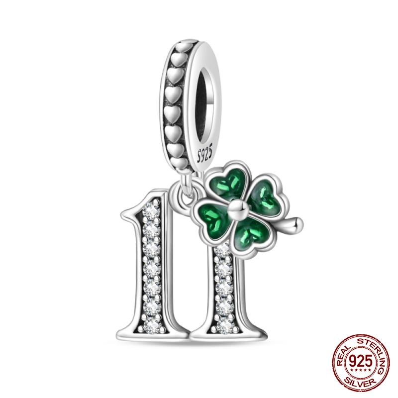 

100% Copper Four Leaf Clover Lucky Numbers Soccer Charms Pendants Fit Qikaola Original Bracelets Fine Diy Jewelry