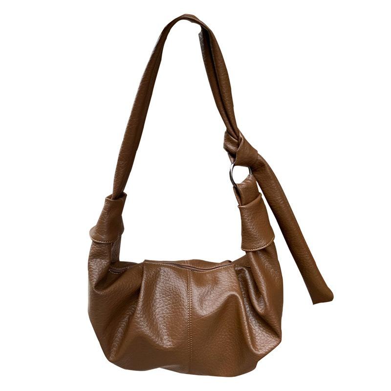 Retro Soft Skin Pleated Dumpling Bag Laid-back Style Casual and Versatile Commuter Single-shoulder Crossbody Bag