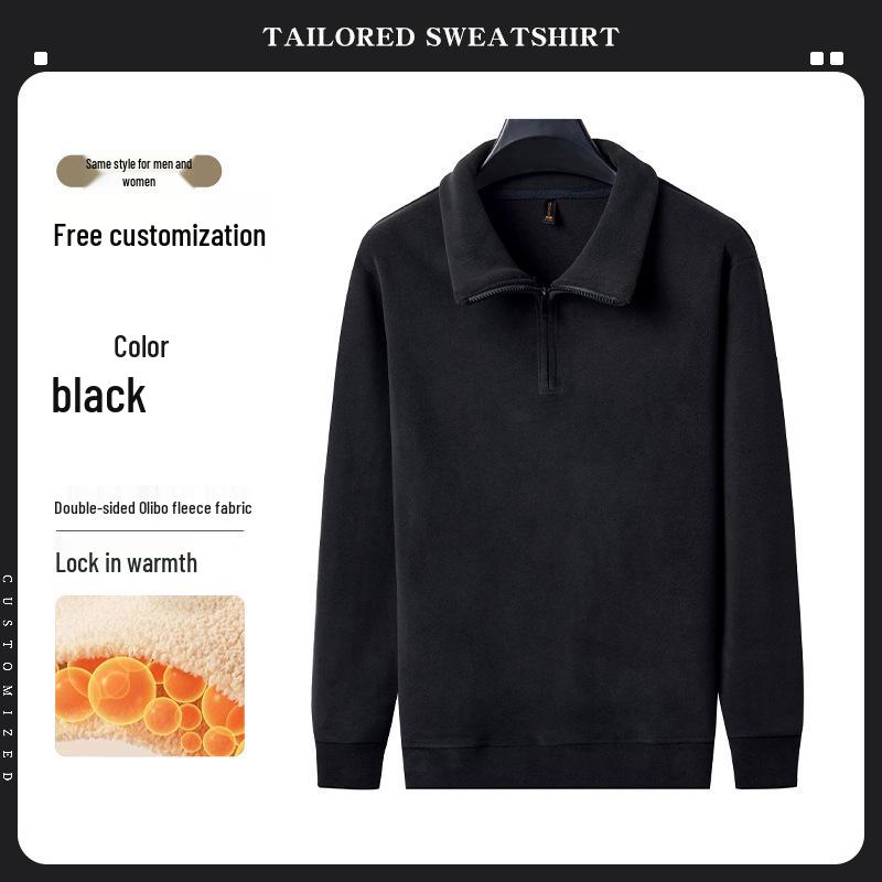 Premium Merino Wool Hooded Sweatshirt with Custom Logo - Autumn/Winter Double-Sided Fleece Jacket