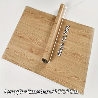 1PC 118.11x15.75inch Wood Grain Texture Self-adhesive Flooring Sticker Thick PVC Wallpaper Renovation Repair for Bedroom Cabinet
