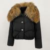 OFTBUY Winter Jacket Women Big Real Raccoon Fur Collar Natural Thick Warm Duck Down Coat Short Outerwear Streetwear Loose Casual