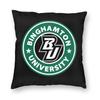Binghamton University Square Pillowcase Polyester Linen Velvet Creative Zip Decor Room Cushion Cover
