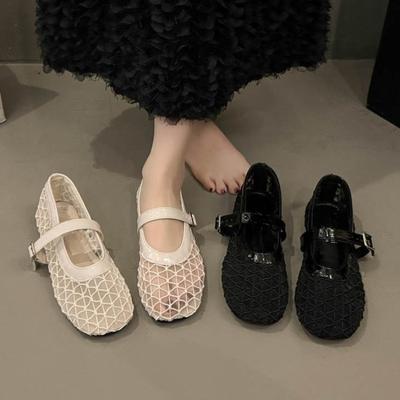 Geflochtene Cut-out Atmungsaktive Flache Schuhe Neue Quadratische Zehenpartie Niedriger Ausschnitt Weiche Sohle Mesh Schuhe für Chinesisches Neujahr und Sommer