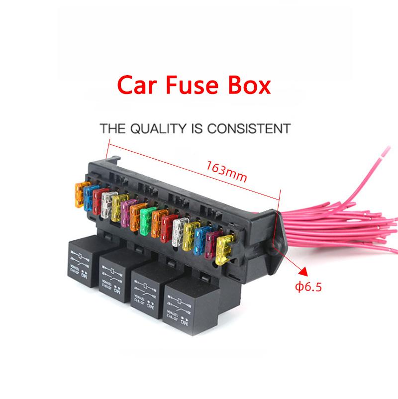 Kit cutie de relee pentru siguranțe pentru barcă de 12 V, 15 căi, 4 relee, ansamblu multi-circuit, suport pentru siguranțe cu 15 fante, cu relee, siguranțe pentru camion auto auto