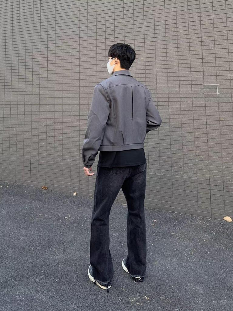 Men's High-End Short Baseball Jacket with Padded Shoulders - 2024 Spring/Autumn Collection