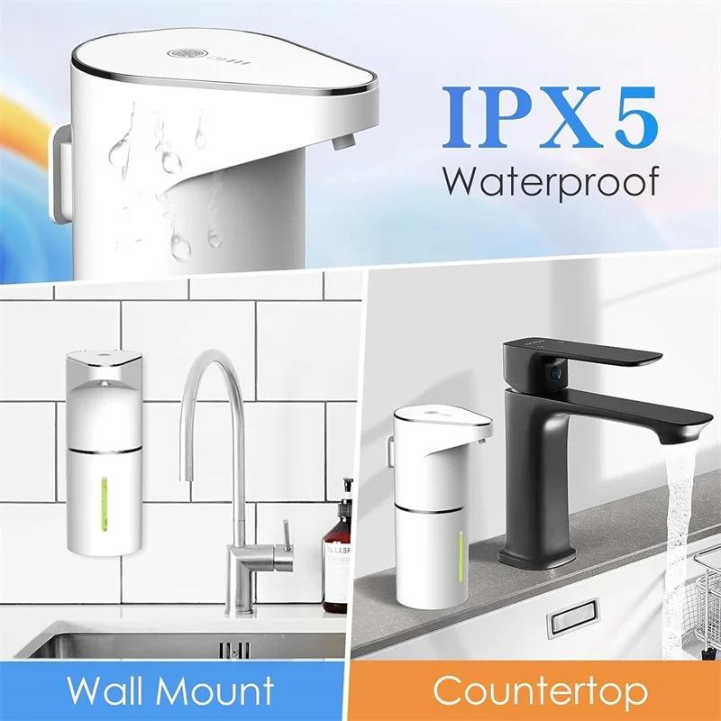 Automatic Foaming Soap Dispenser, 3 Level Adjustable Foam Wall Mount, USB Rechargeable, Touchless Hand & Dish Soap Dispenser