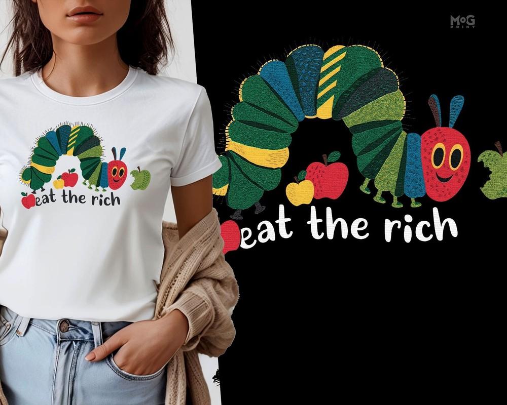 

Funny Eat The Rich T-shirt Hungry Caterpillar World Book Day Week School Tee 4XL