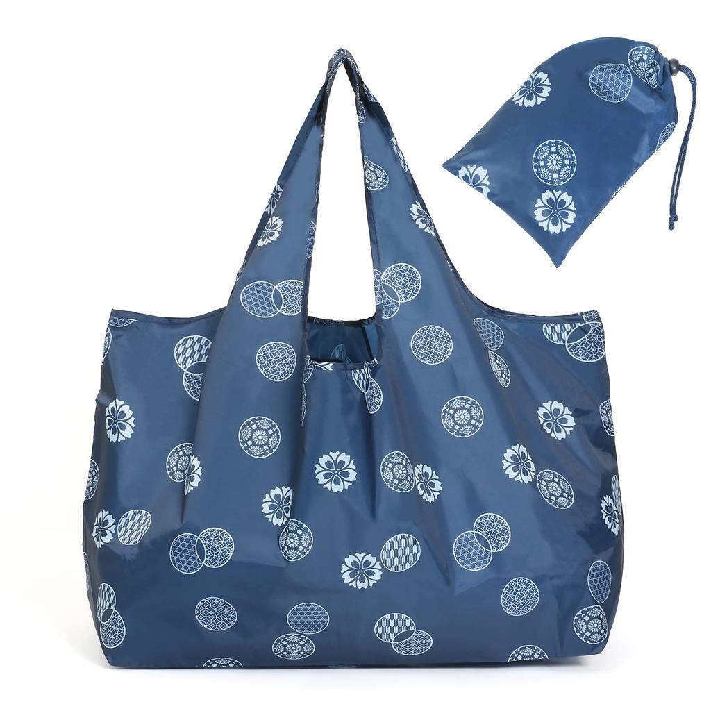 Astro Eco Large Modern Japanese Large Shopping Bag with Storage Small Bag, Size, Navy, Pattern, Capacity, Washable, Pouch, 821-97,