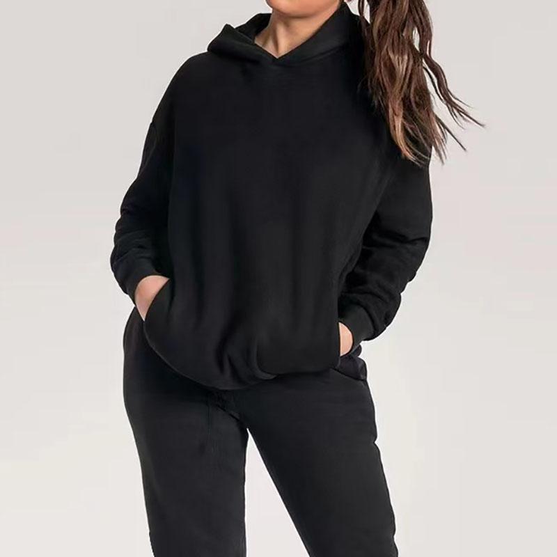 Kışlık Eşofman Takımları İki Parçalı Setler Kadın Eşofman Çift Sonbahar Pantolon Kapüşonlu Sweatshirt Takım Kadın Günlük Düz Renk Kapüşonlu Spor Giyim