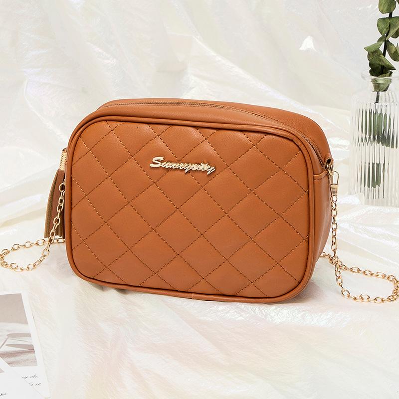 

Classic embroidered thread bag, new rhombus camera bag, cheap fringed chain bag, messenger bag. коричневый