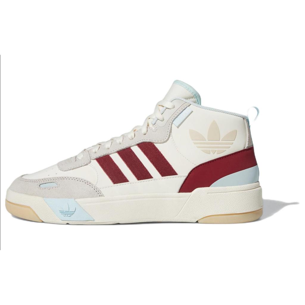 Adidas Originals Post Up Leather Non-Slip Shock Absorbing Wear-Resistant Mid-Top Skate Shoes Unisex Skate Shoes Beige Red Blue GV9317