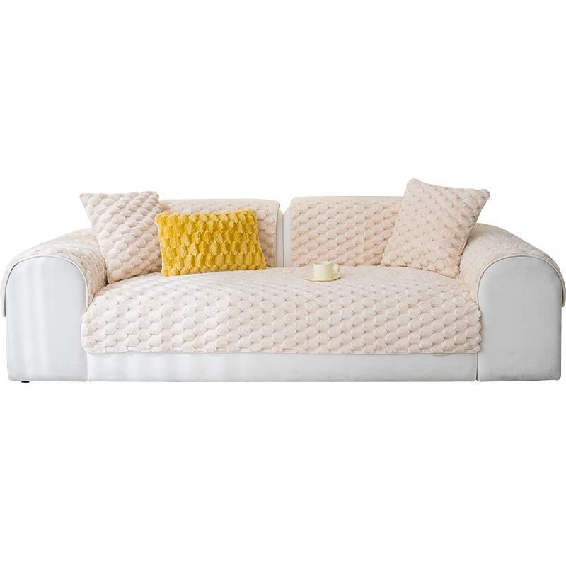 Lehký luxusní krémový styl Polštář na pohovku Zimní plyš zesílený potah Protiskluzový potah na pohovku Látkový ručník