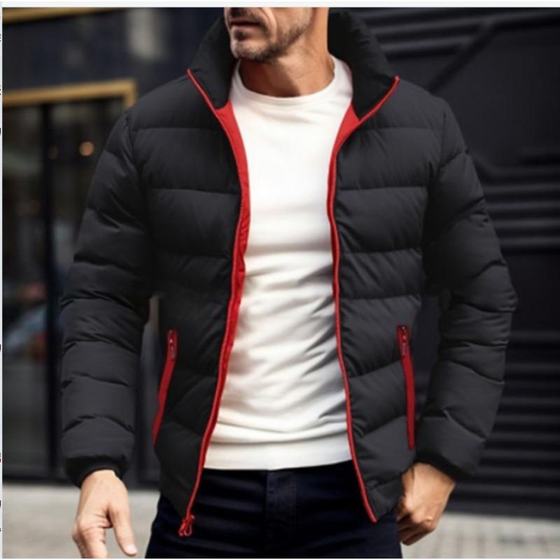 Giacca imbottita in cotone tinta unita da uomo autunno e inverno, abbigliamento semplice e alla moda da uomo, in cotone imbottito