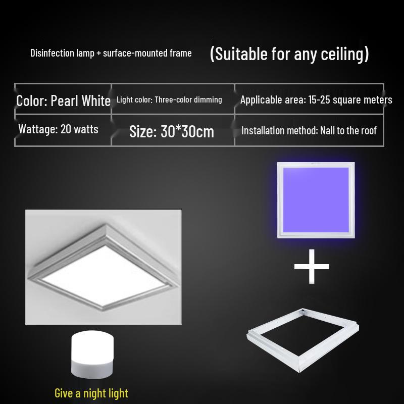 Ceiling-Mounted Ultraviolet Germicidal Panel Light for Bathroom & Kitchen